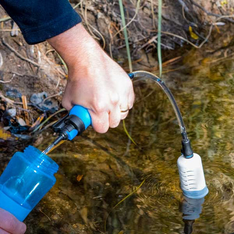 Share and refill water bottles easily with the survival water filter
