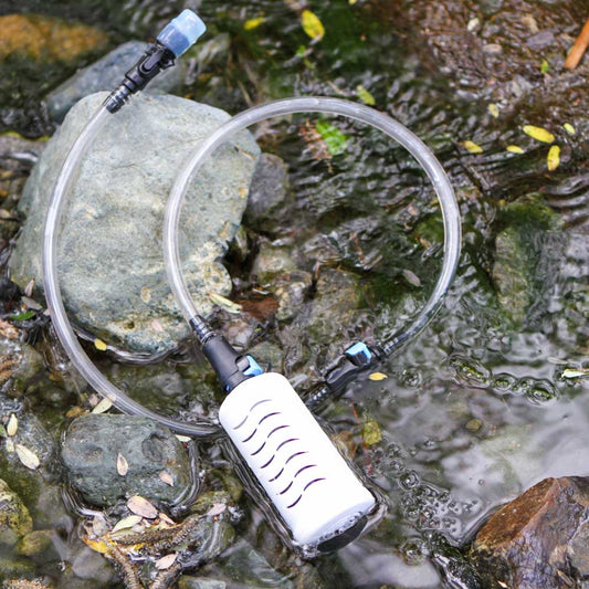Water Filter Replacement for the XStream Straw water filter removes virus, bacteria, giardia, cryptosporidium and other toxin and is the best water filter straw you can buy. Take this water filter hiking, backpacking camping.  The Straw Water Filter comes with a handy pump which serves as a water filter dispenser to wash food, share water and even use for personal hygiene. The Straw Filter extends from two to four feet making it easy to drink filtered water from any non salt water source providing drinkable