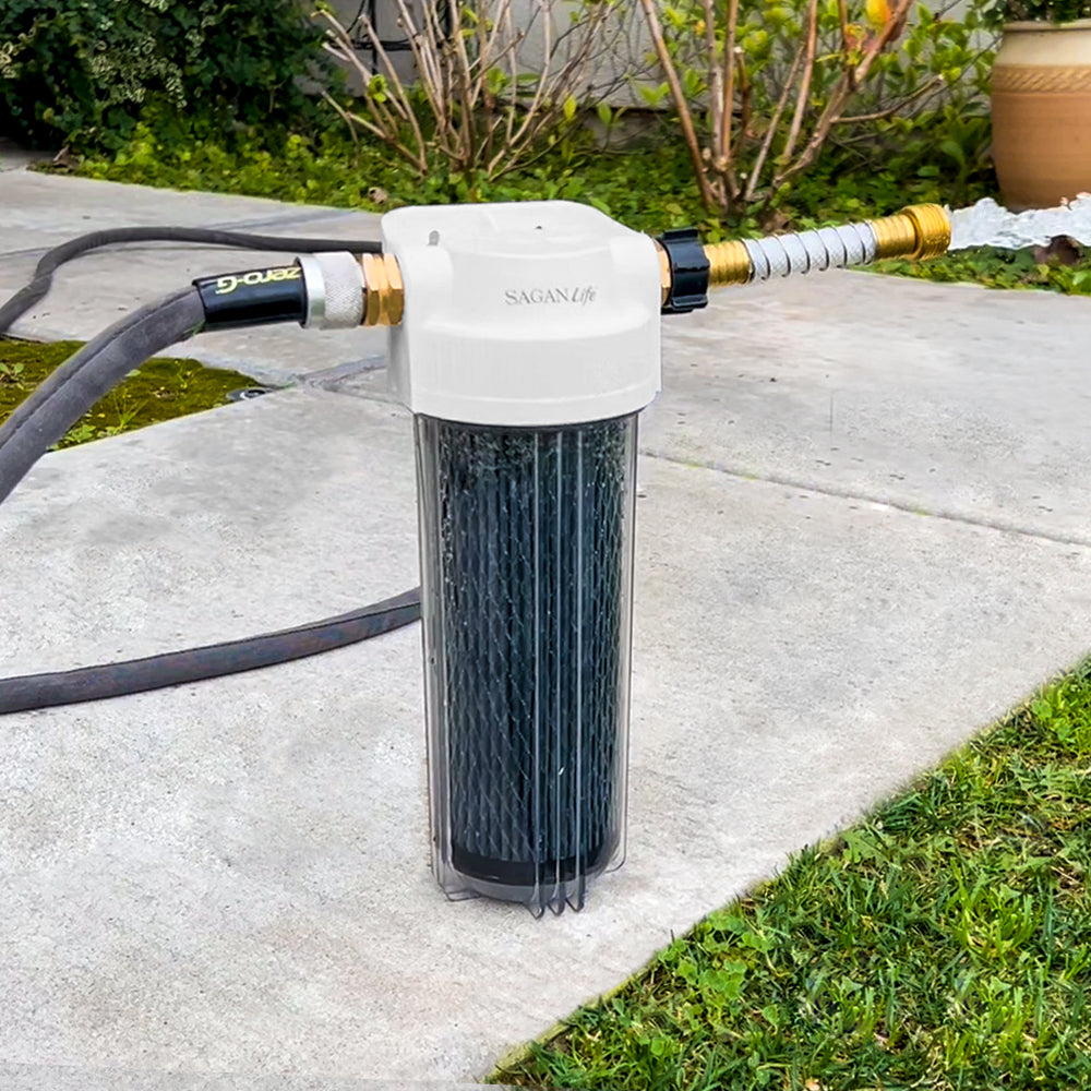 sagan life ultraflo replacement filter can be used with our cannister and attached to your household garden hose