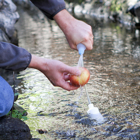 Water Filter Replacement for the XStream Straw water filter removes virus, bacteria, giardia, cryptosporidium and other toxin and is the best water filter straw you can buy. Take this water filter hiking, backpacking camping.  The most effective water filter straw on the market.  The Straw Water Filter comes with a handy pump which serves as a water filter dispenser to wash food, share water and even use for personal hygiene. The Straw Filter extends from two to four feet making it easy to drink filtered wa