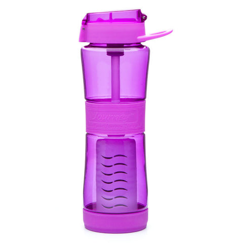 The Journey Water Bottle with Filter uses new clean water technology to provide a filter water bottle you can take anywhere.  This water filter bottle filters any non salt water source into safe drinking water. 